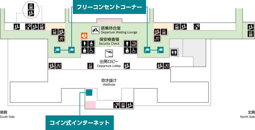 国内線ターミナル2階の館内図です。